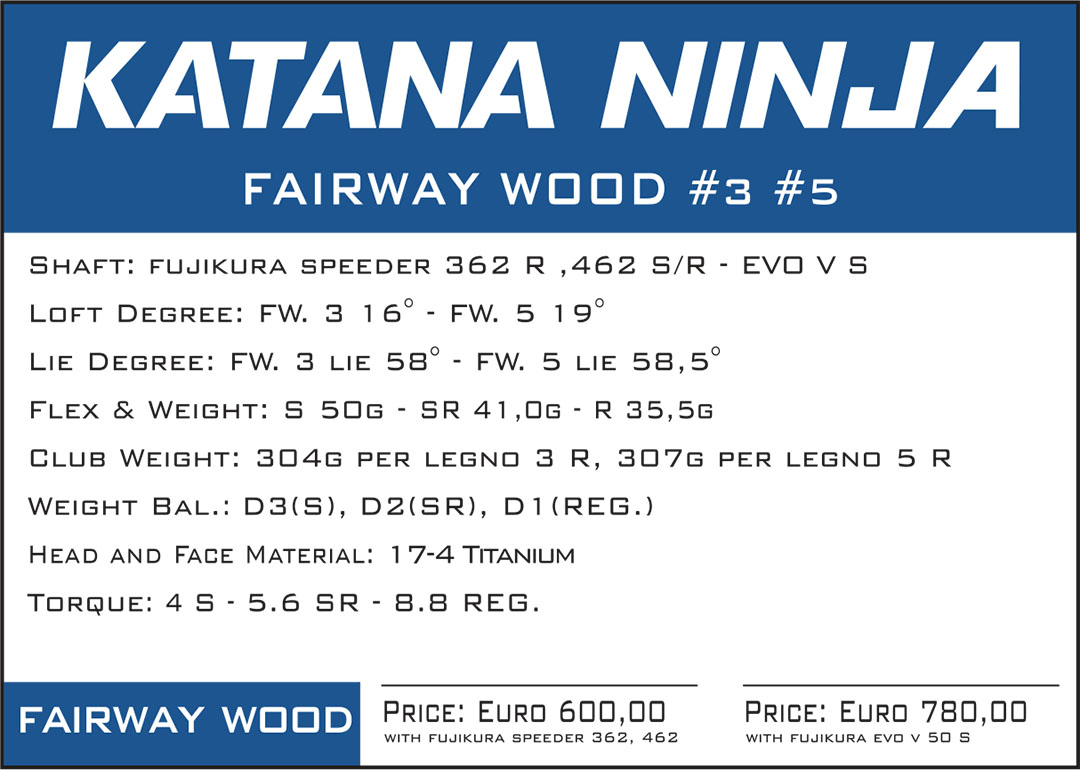 katana ninja fairway wood scheda tecnica